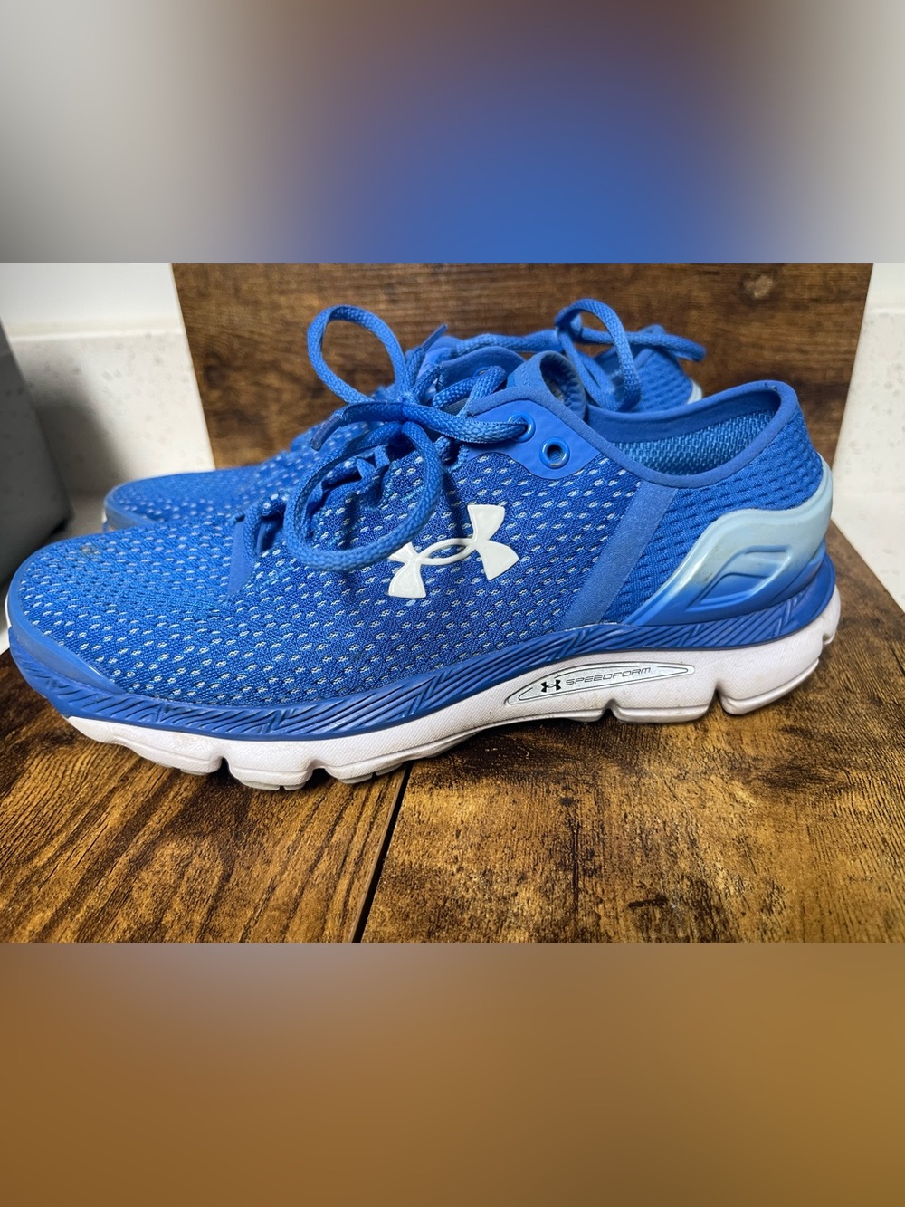 Under Armour Women’s Blue and White Mesh Running Sneakers